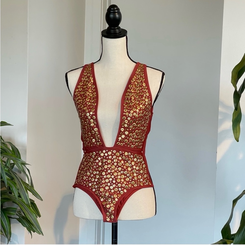 Beach Riot Gold Stud Medium One Piece Davis Swimsuit limited edition
